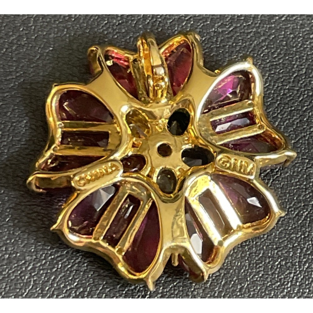 NOLAN MILLER Enhancer Pendant Jubilant Multi Color Flower Gold Tone Rhinestone - Picture 5 of 9